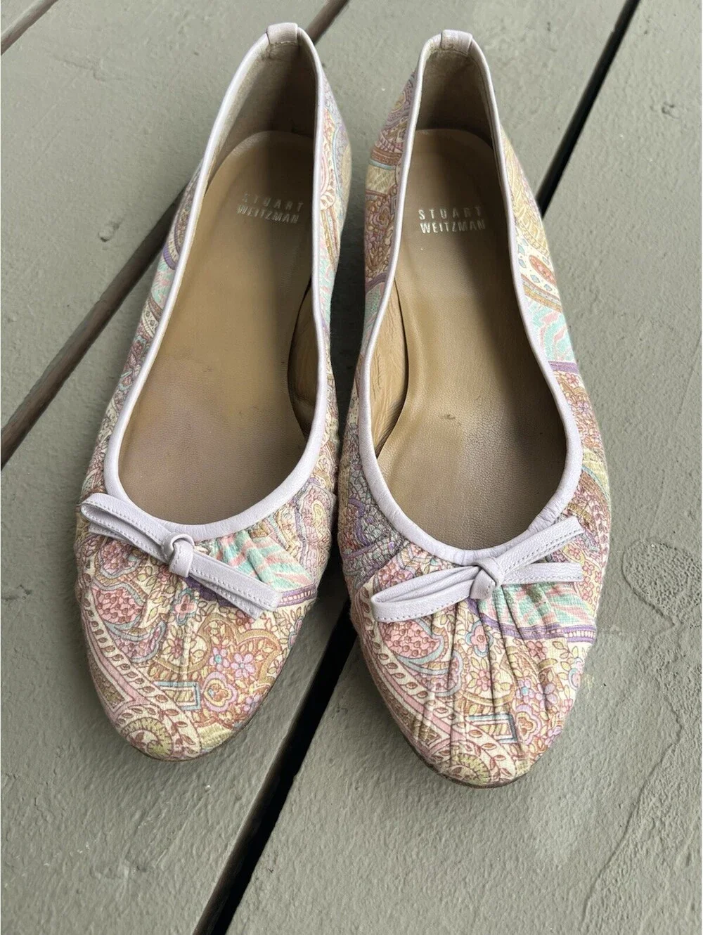 Stuart Weitzman Women's Shoes Paisley Pastel Slip On Flats Size 7.5M